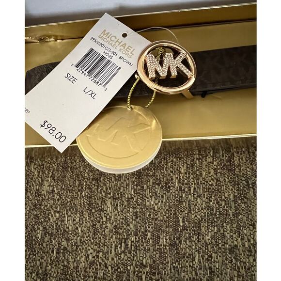 Michael Kors Brown Belt with MK Rhinestone initials on Buckle, Women\'s L-XL  NWT main image 6